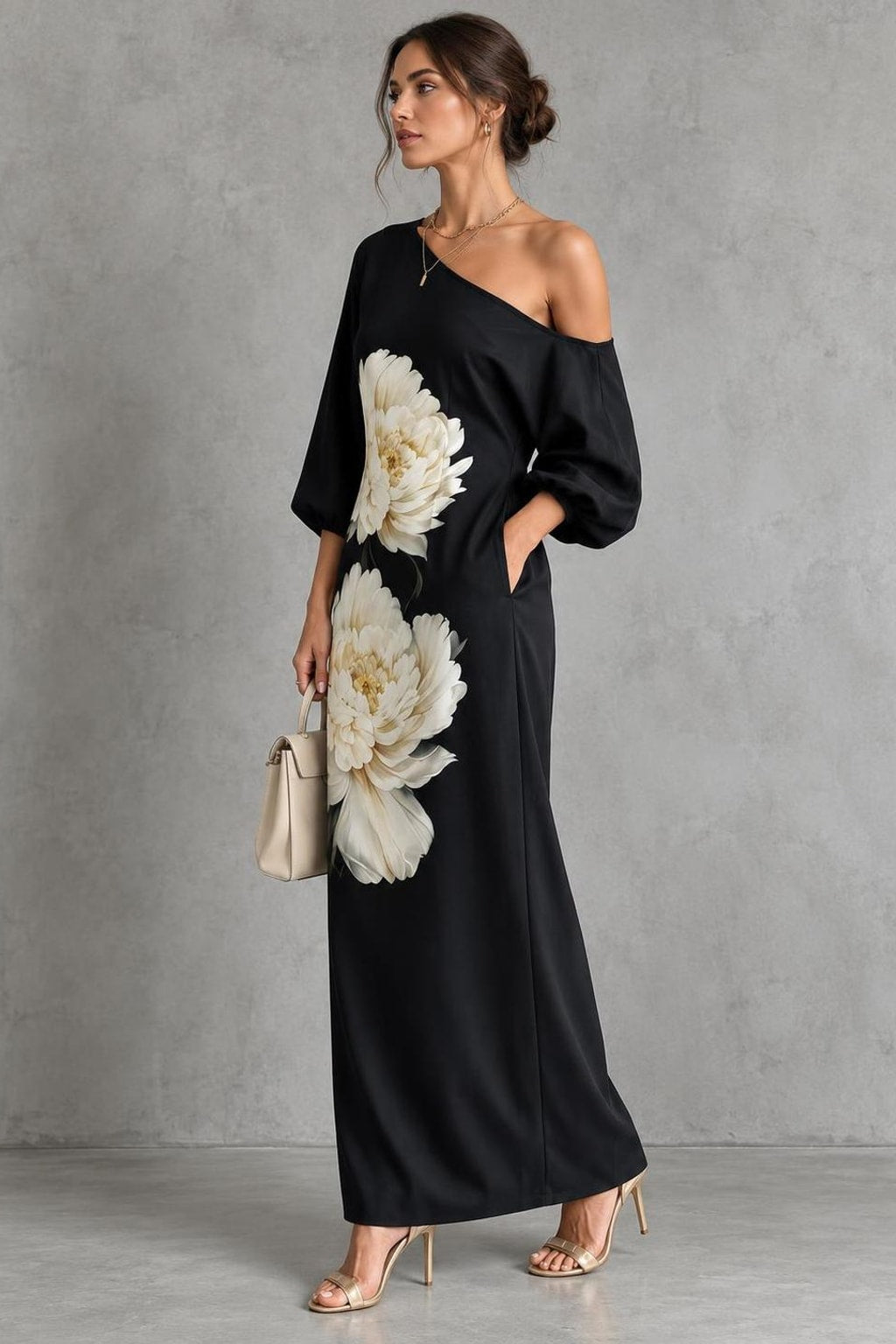 Cotton-Blend Maxi Dress With One-Shoulder Asymmetric Hem - 3