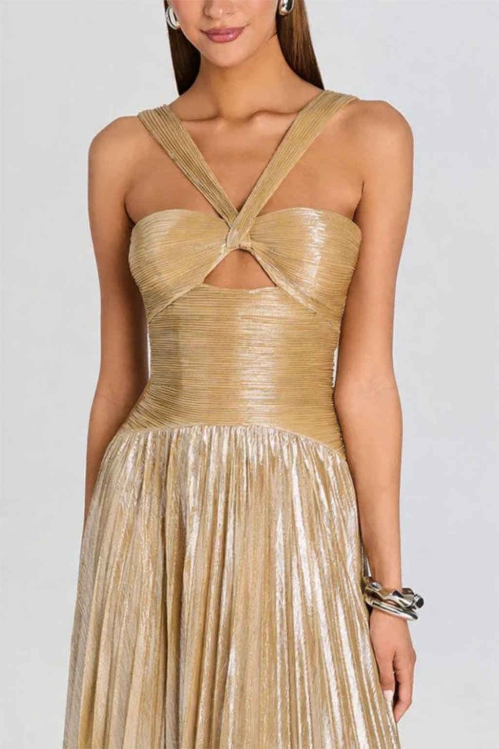 Polyester Maxi Dress With Halter Neck And Cutout Detail - 5
