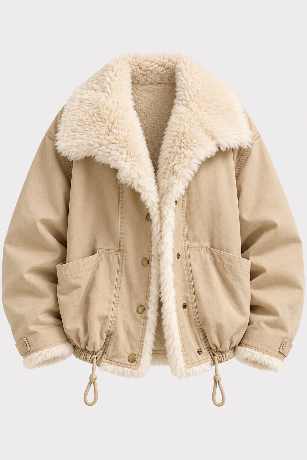 Polyester Jacket Cropped Fur Collar - 4