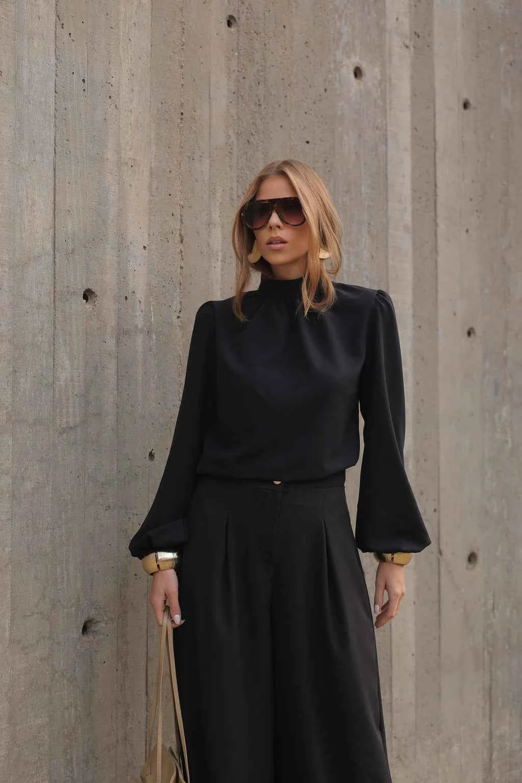 Blend Tailored Blouse with Puff Sleeves - 5