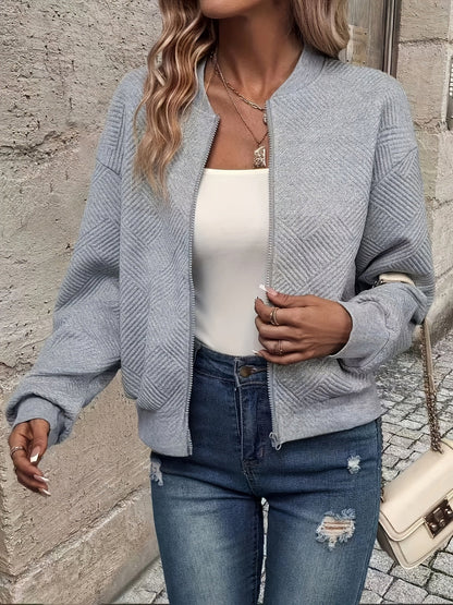 Quilted Knit Bomber Jacket - view 2