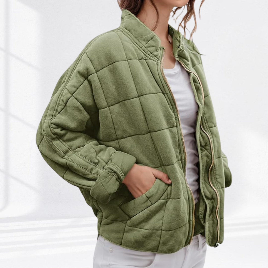 Quilted puffer jacket with high funnel neck - view 8