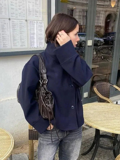 High Neck Tailored Coat, Cropped Fit - view 11