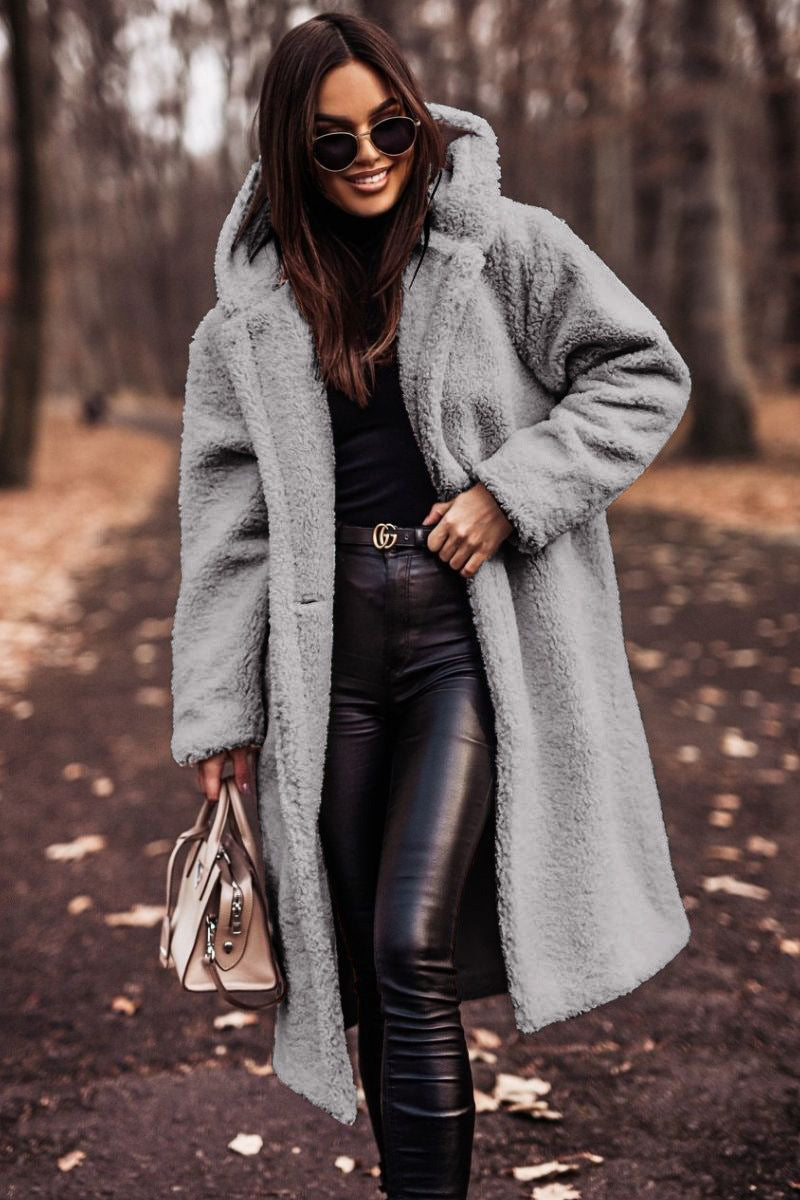 Long teddy wool coat with hood - view 10