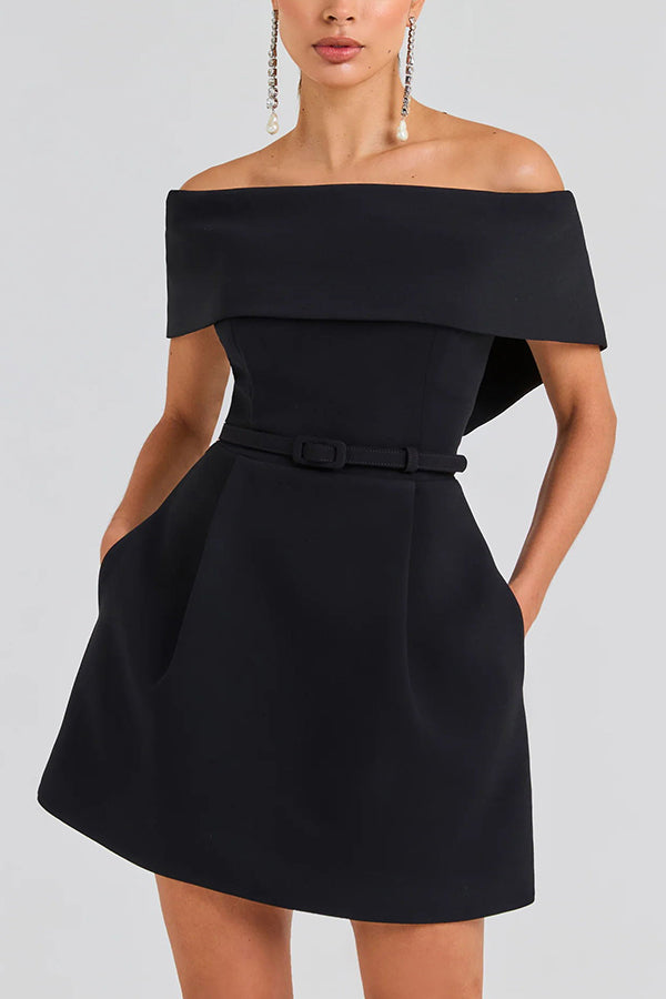 Off-Shoulder Ruched Mini Dress With Pockets - view 5