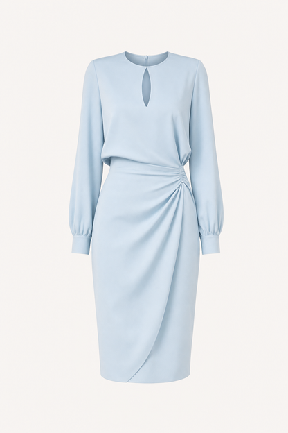 Long Sleeve Midi Dress With Waist Cutout