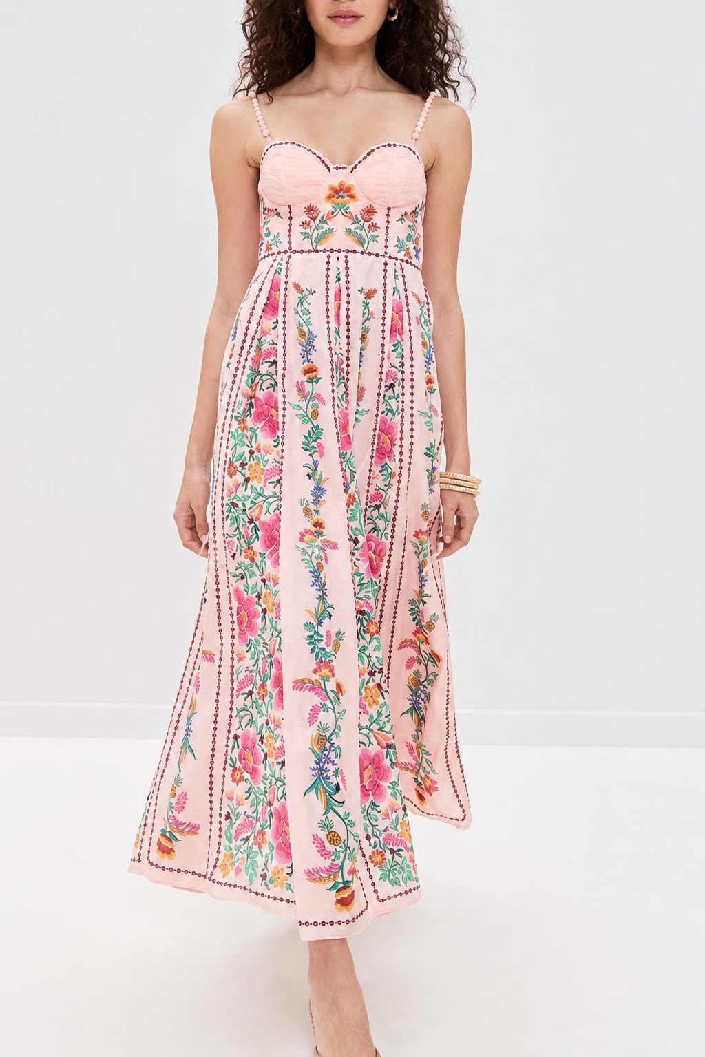 Linen Blend Maxi Dress Sweetheart Neck Vacation Style - 4