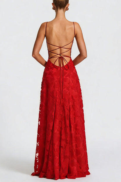 Floral Burnout Jersey Maxi Dress, Lace-Up Back - view 12