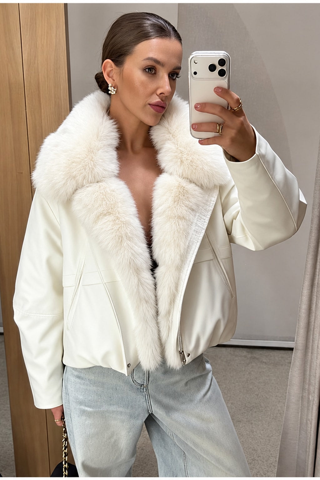 Faux Fur Jacket Short Coat Loose Outerwear - 6