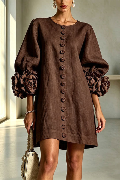 Linen Blend Button-Down Mini Dress - view 8
