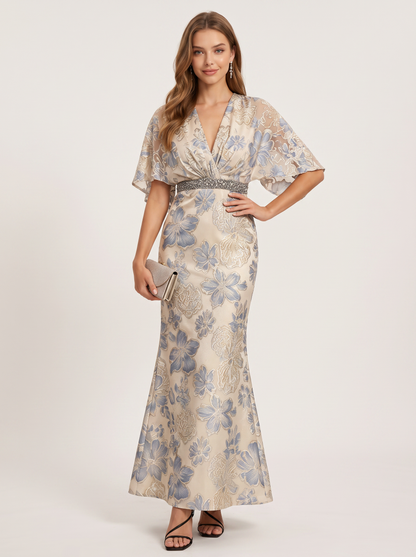Mermaid Maxi Gown With Embellished Belt - view 3