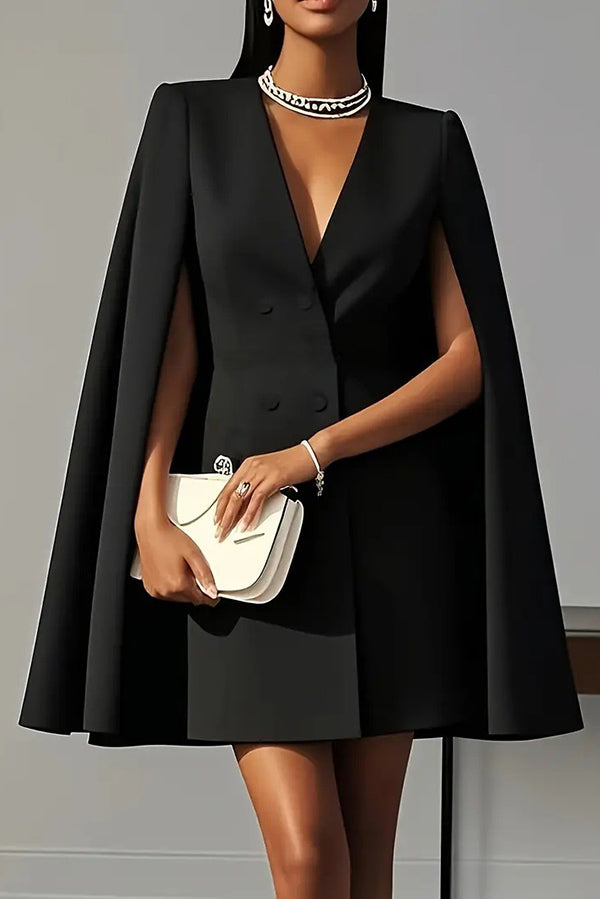 Double-Breasted Cape Mini Dress - view 6