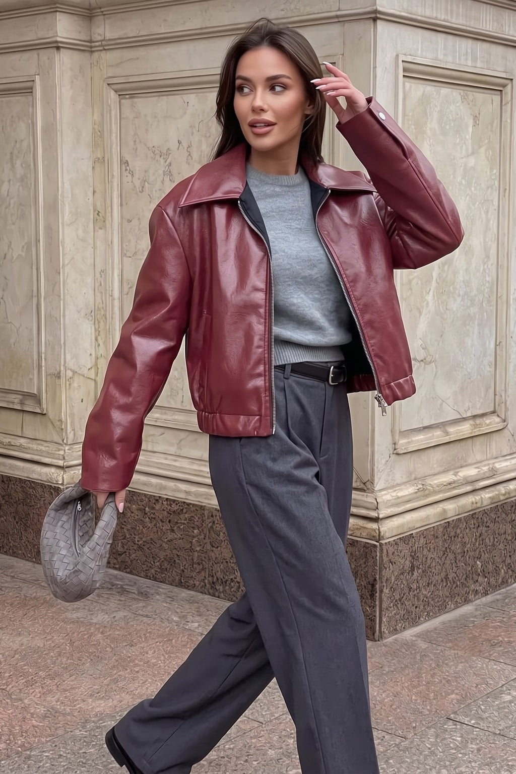 Coated Bomber Jacket With Point Collar - 7