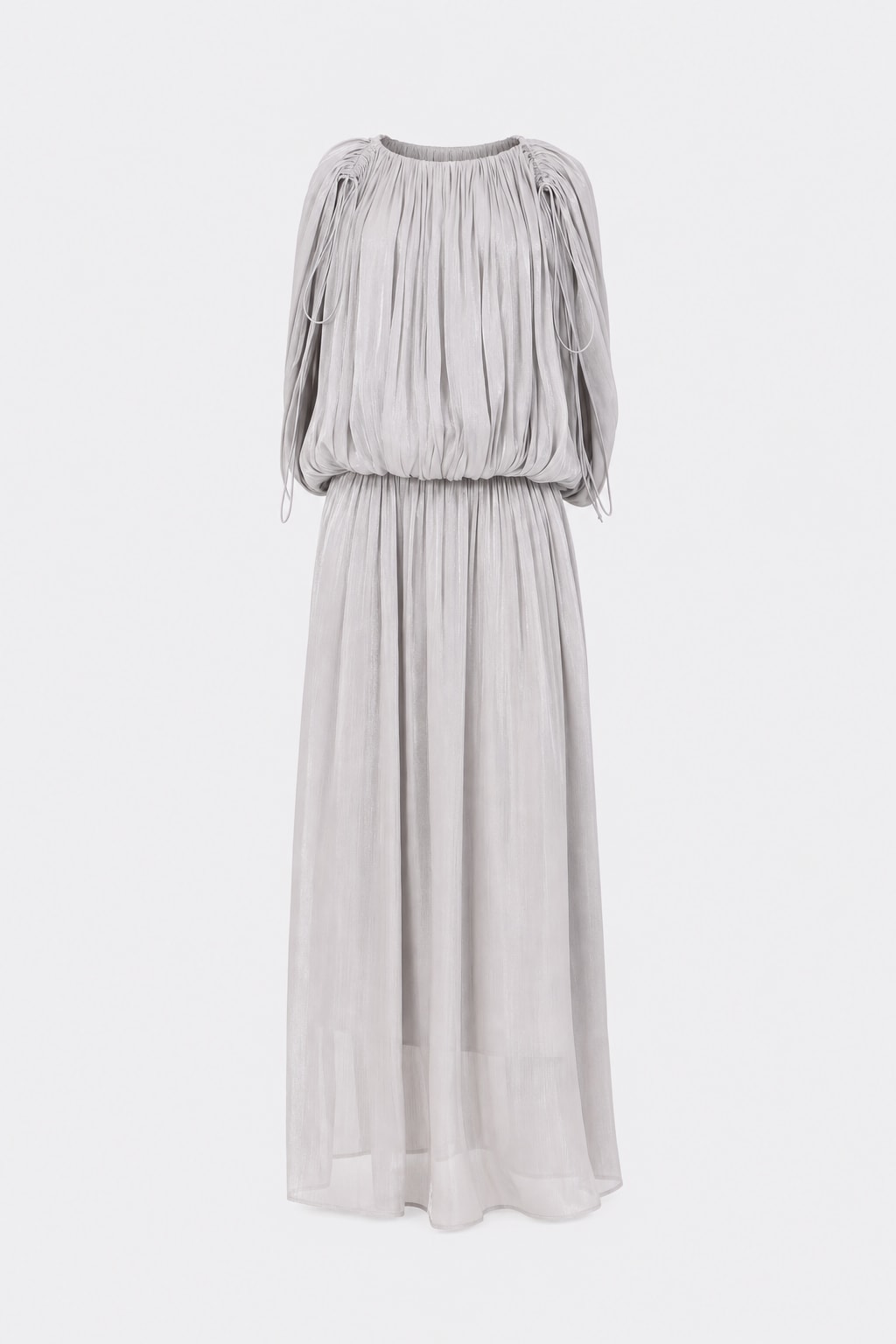 Chiffon Maxi Dress With Draped Gathered Bodice - 1