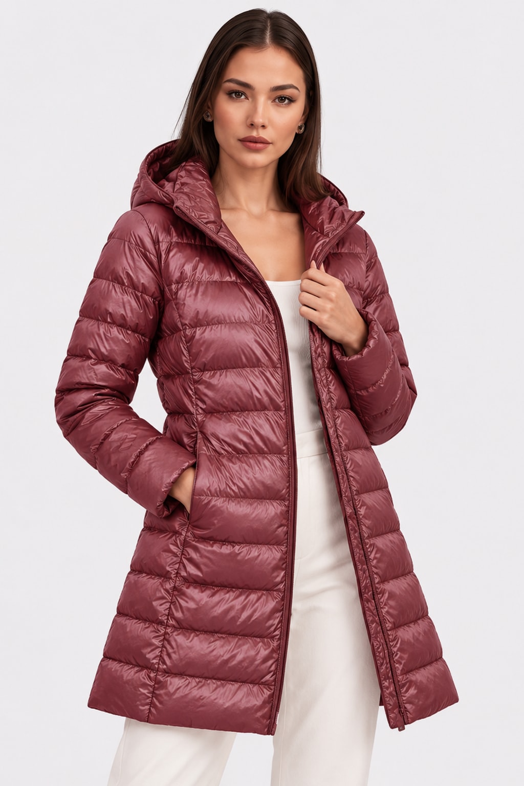 Quilted Outerwear Puffer Jacket With Hood - 9