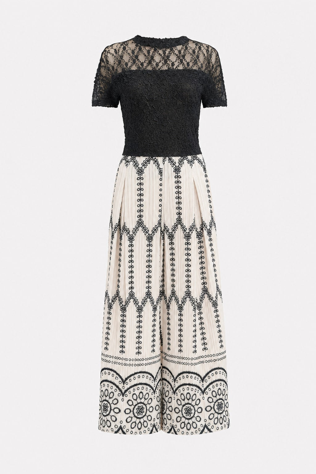 Pleated Floral Set in Black - 1