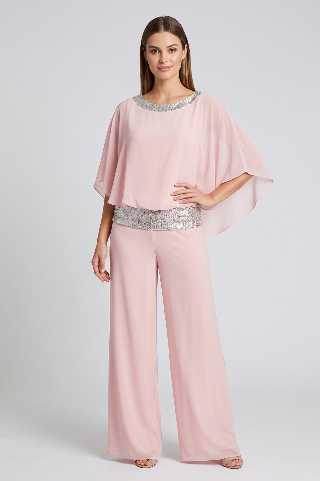 Elegant Polyester Two Piece Set With Wide-Leg Pants - 5