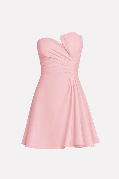 Ivory Satin Strapless Ruched Mini Dress - view 12