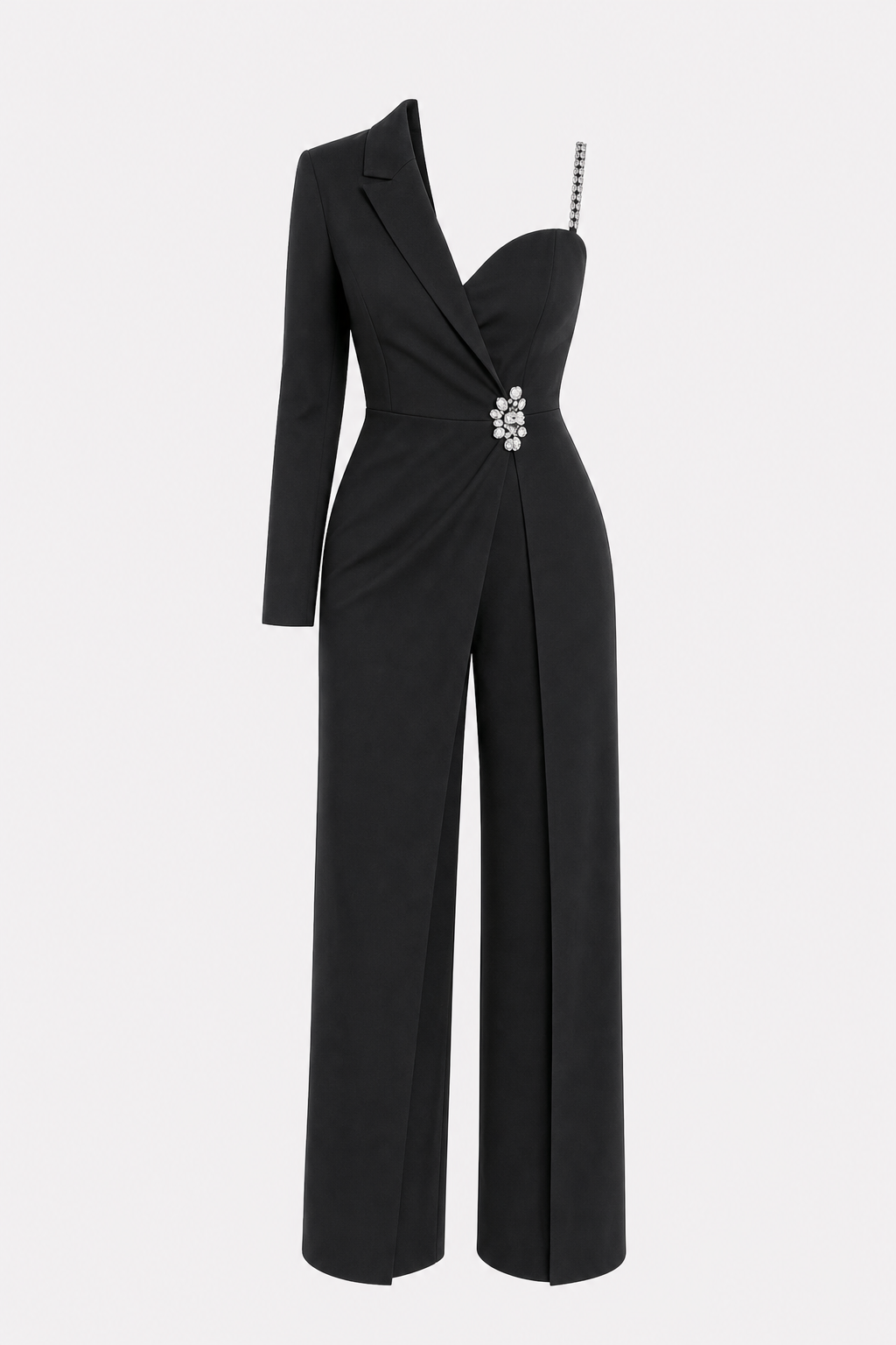 Black One-Shoulder Wide-Leg Jumpsuit