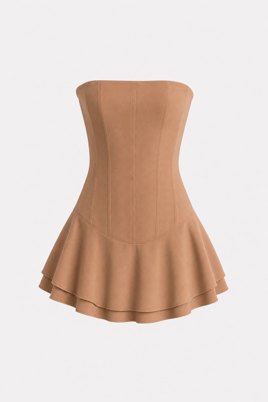 Mesh Corset Mini Dress With Ruched Bodice - 1