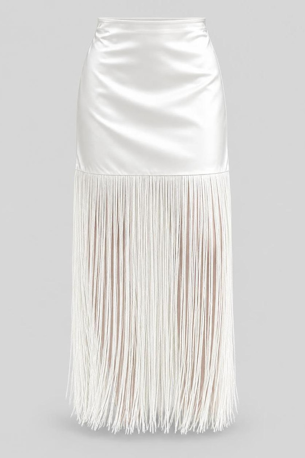 Satin Skirt With Tassel Trim - 1