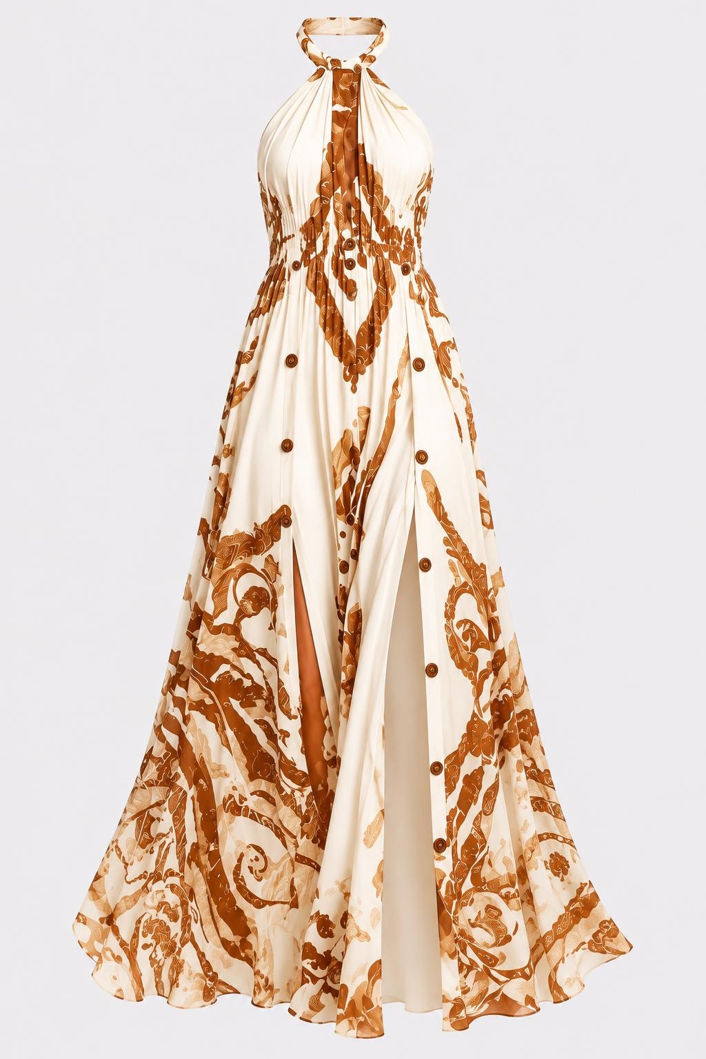 Polyester Maxi Dress With Halter Neck - 1