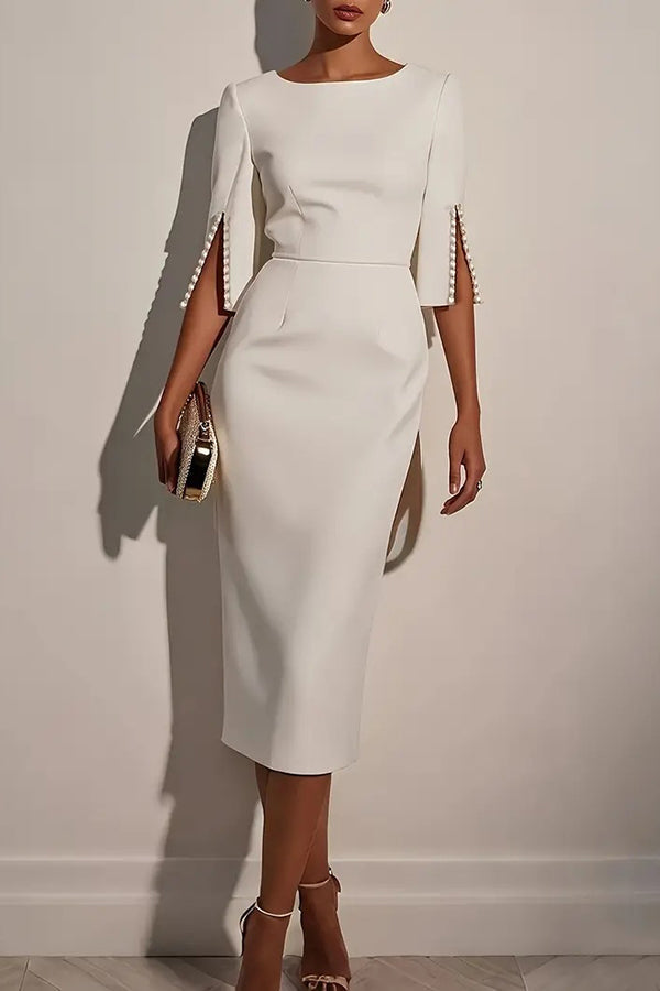 Beaded Round Neck Midi Dress - view 2