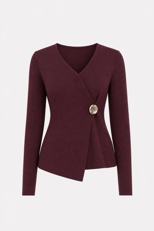 Purple Button-Front Knit Cardigan