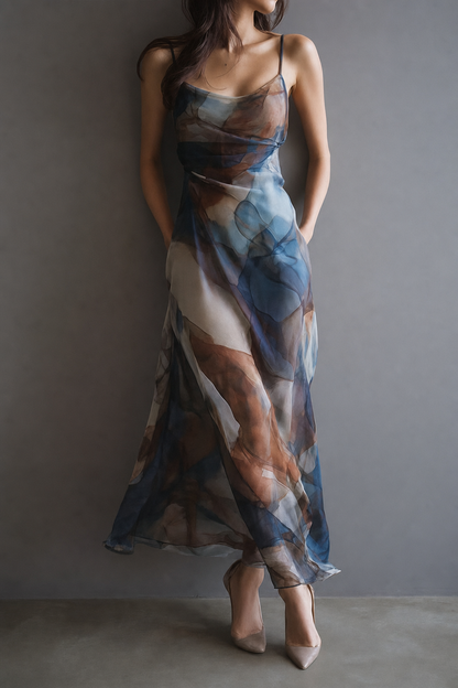 Multicolor Abstract Print Maxi Dress - view 2