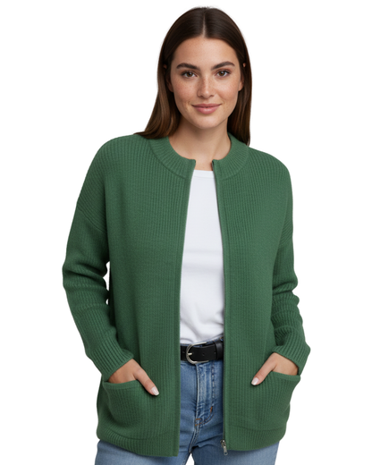 Soft zip-up relaxed fit cardigan - view 6