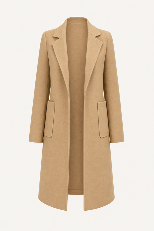 Tailored belted long coat with waist tie