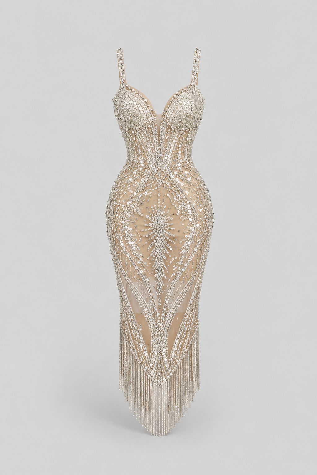 Synthetic Fiber Sequin Dress With Deep V Neck - 4