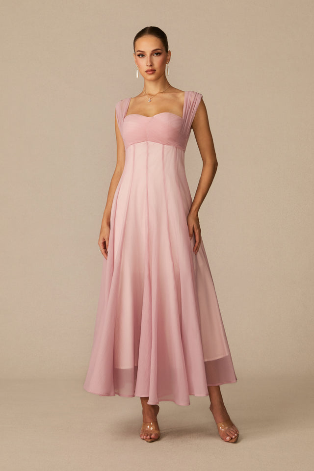 Pink Maxi Dress With Flattering Sweetheart Neckline - 2