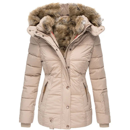 Quilted Hooded Jacket With Faux Fur Trim - view 10