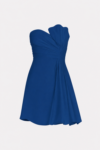 Ivory Satin Strapless Ruched Mini Dress - view 8