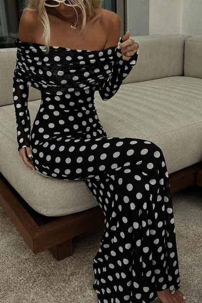 Polka Dot Off-Shoulder Maxi Dress - view 2
