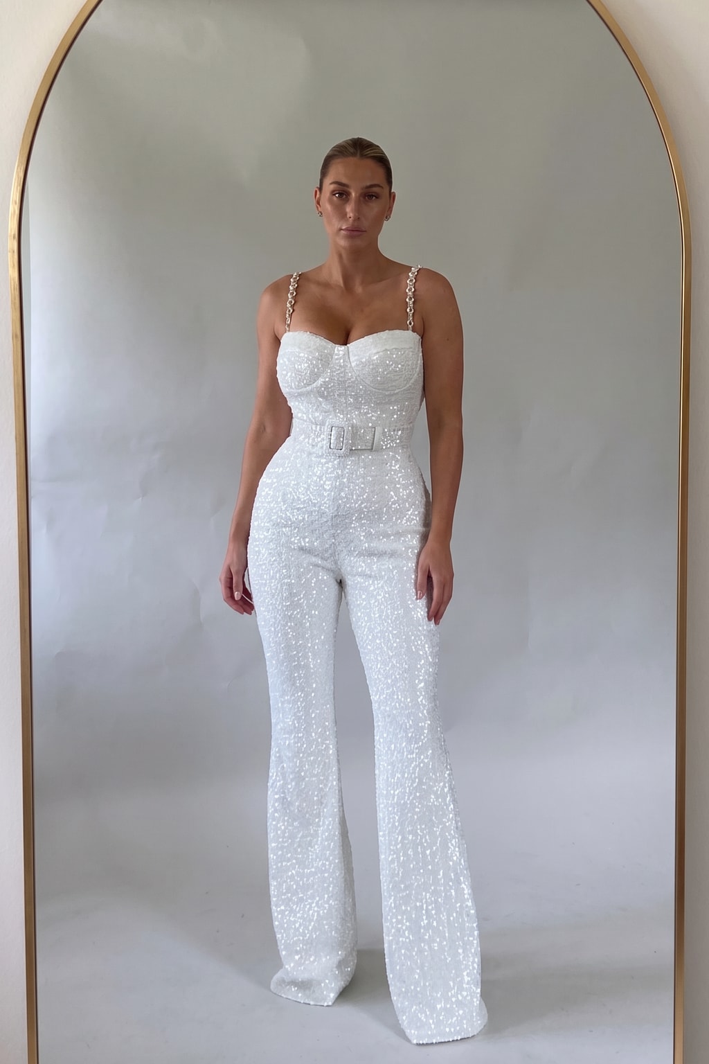 Glamorous Sequin Wide Leg Jumpsuit With Sweetheart Neckline - 7