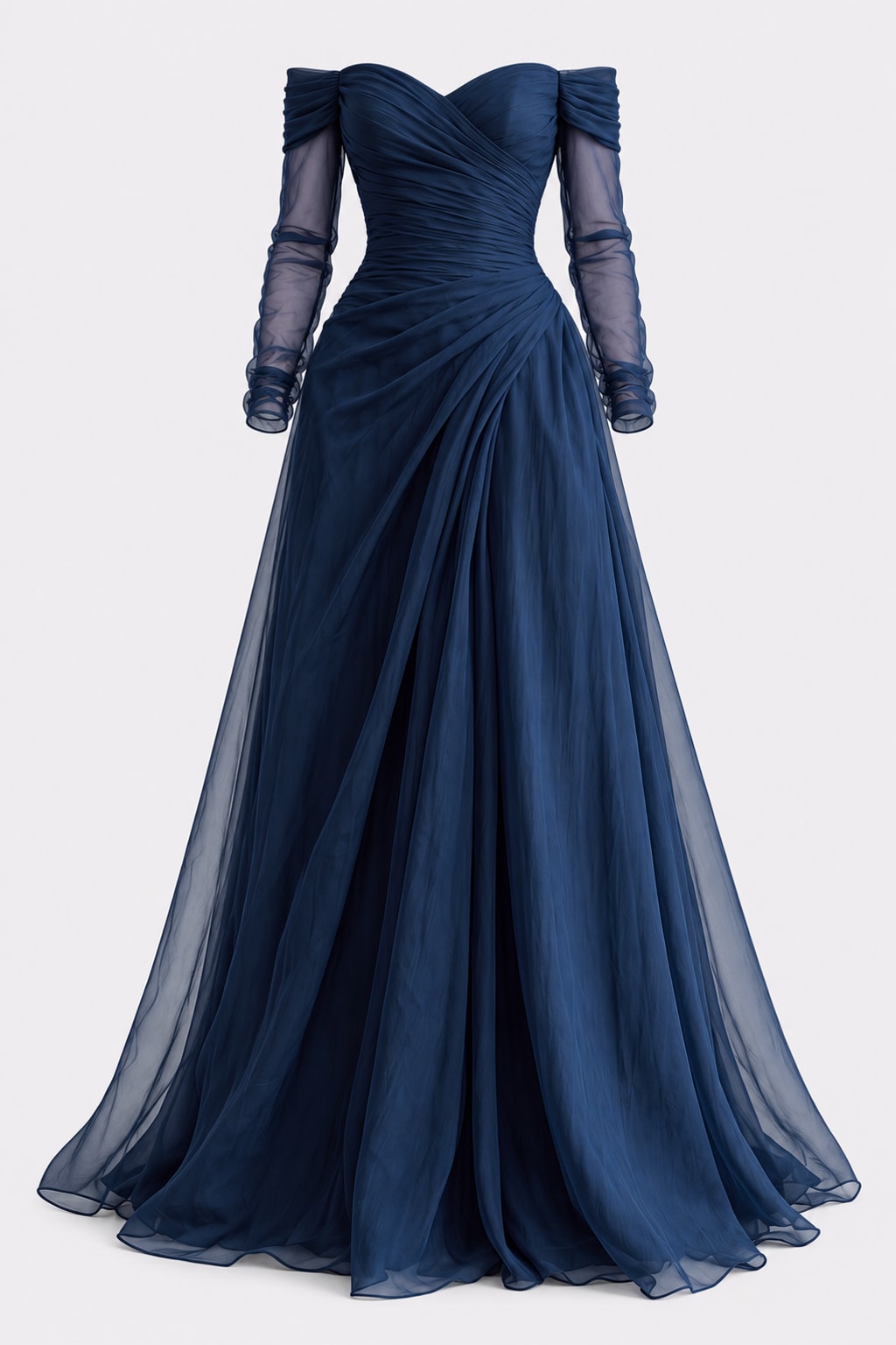 Chiffon Organza Maxi Dress Off Shoulder Formal - 1