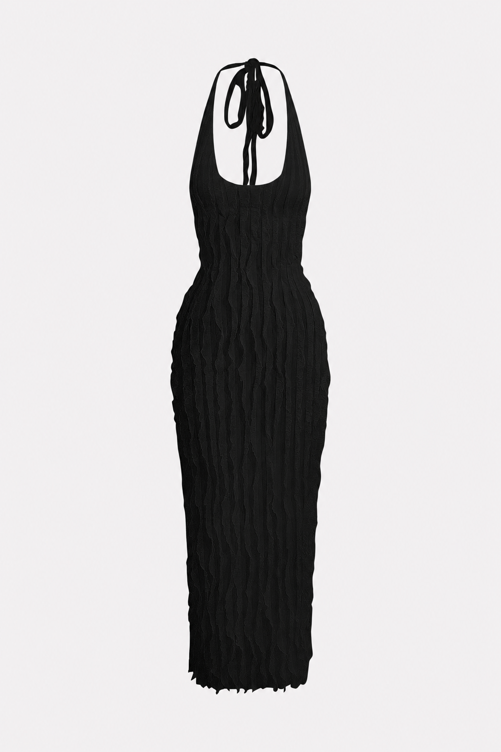 Ruffle Mesh Halter Maxi Dress - view 6