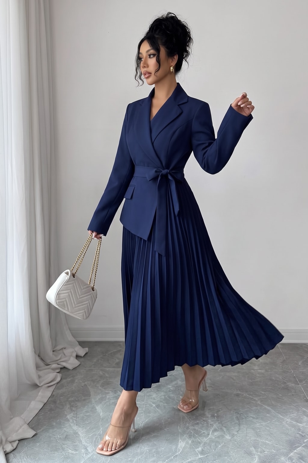 Polyester Maxi Dress With Flowing Silhouette - 3