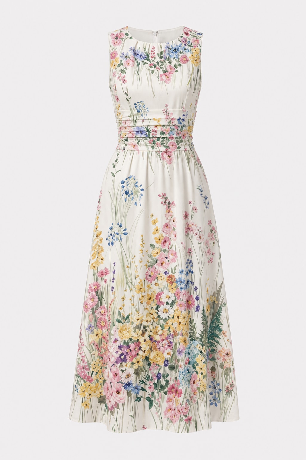 Floral Sleeveless Midi Dress - 1