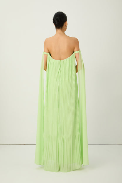 Green Floral Applique Off-Shoulder Maxi Dress - view 4
