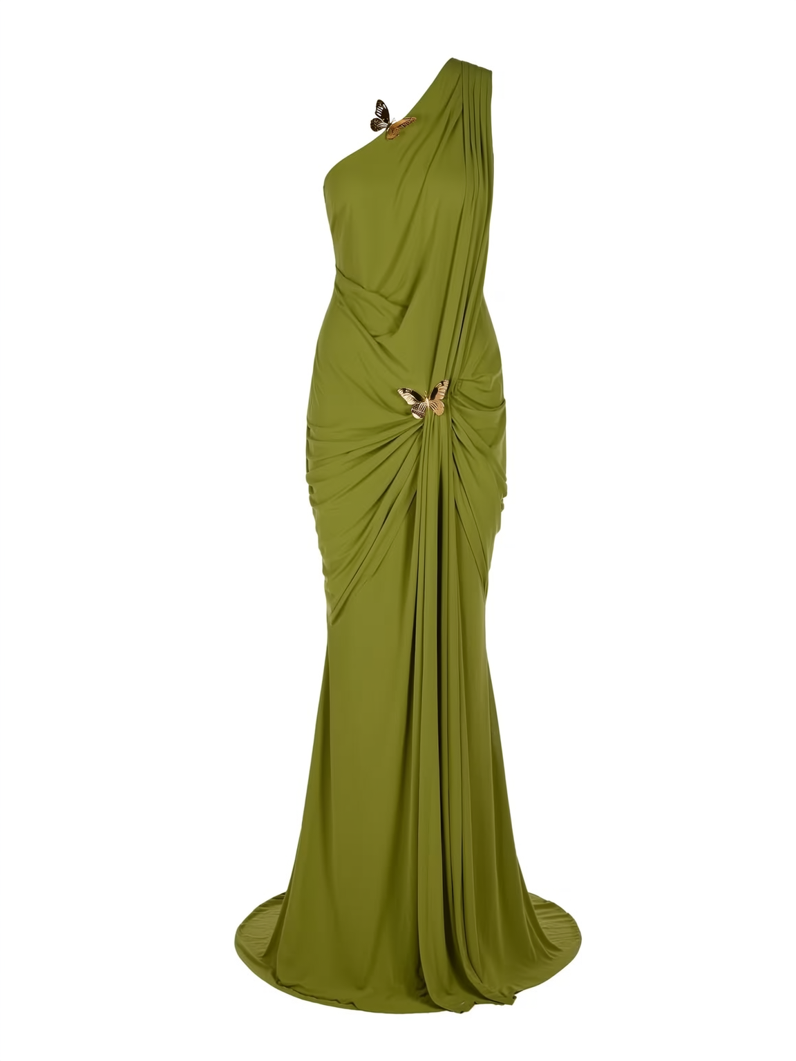 One-Shoulder Backless Mesh Maxi Dress
