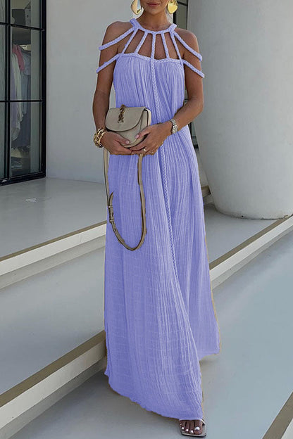Braided Back Linen Blend Maxi Dress - view 6