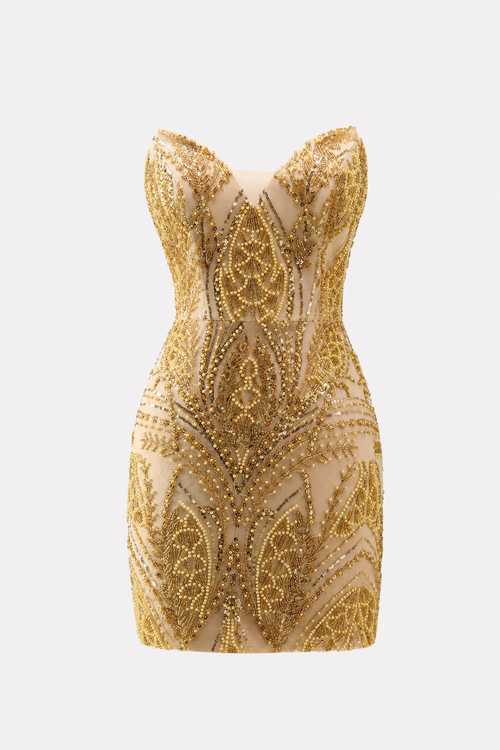 Golden Sequin Bodycon Mini Dress