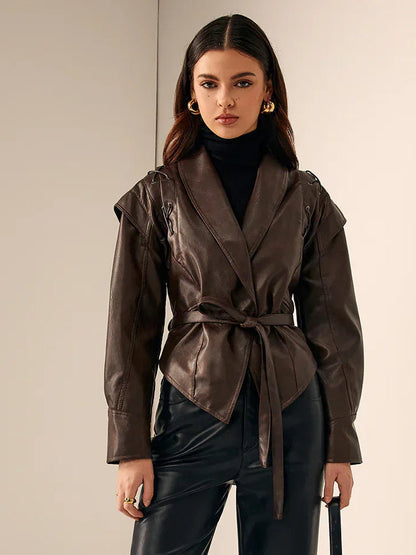 Relaxed Leather Biker Jacket - view 6