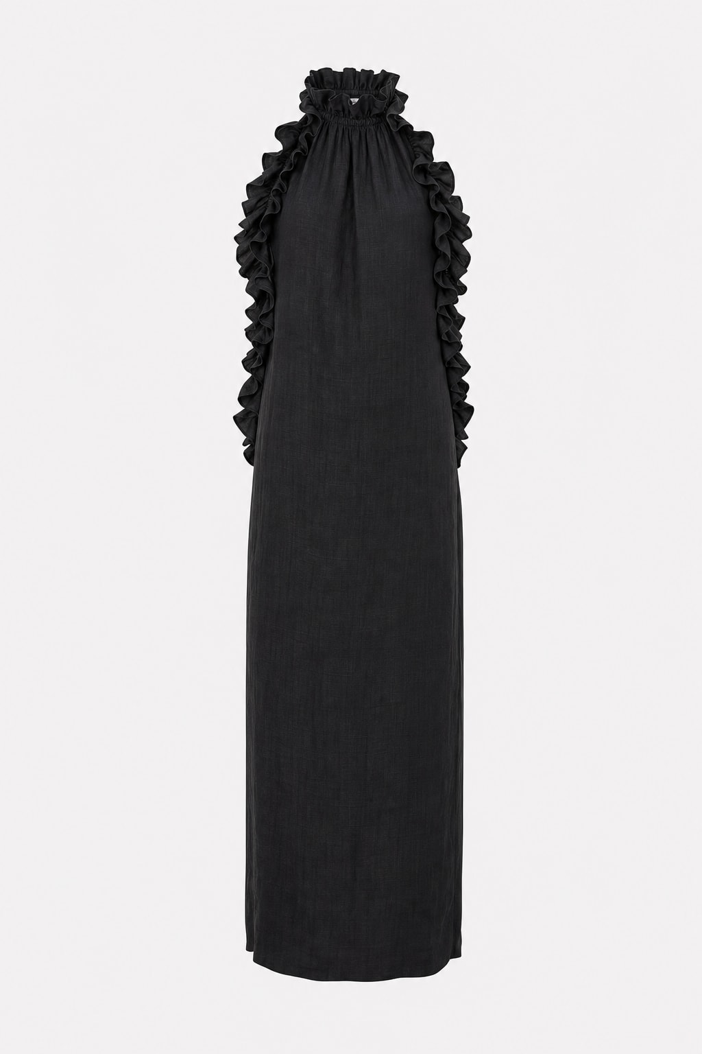 Breathable Sleeveless Maxi Dress with Ruffle Trim - 1