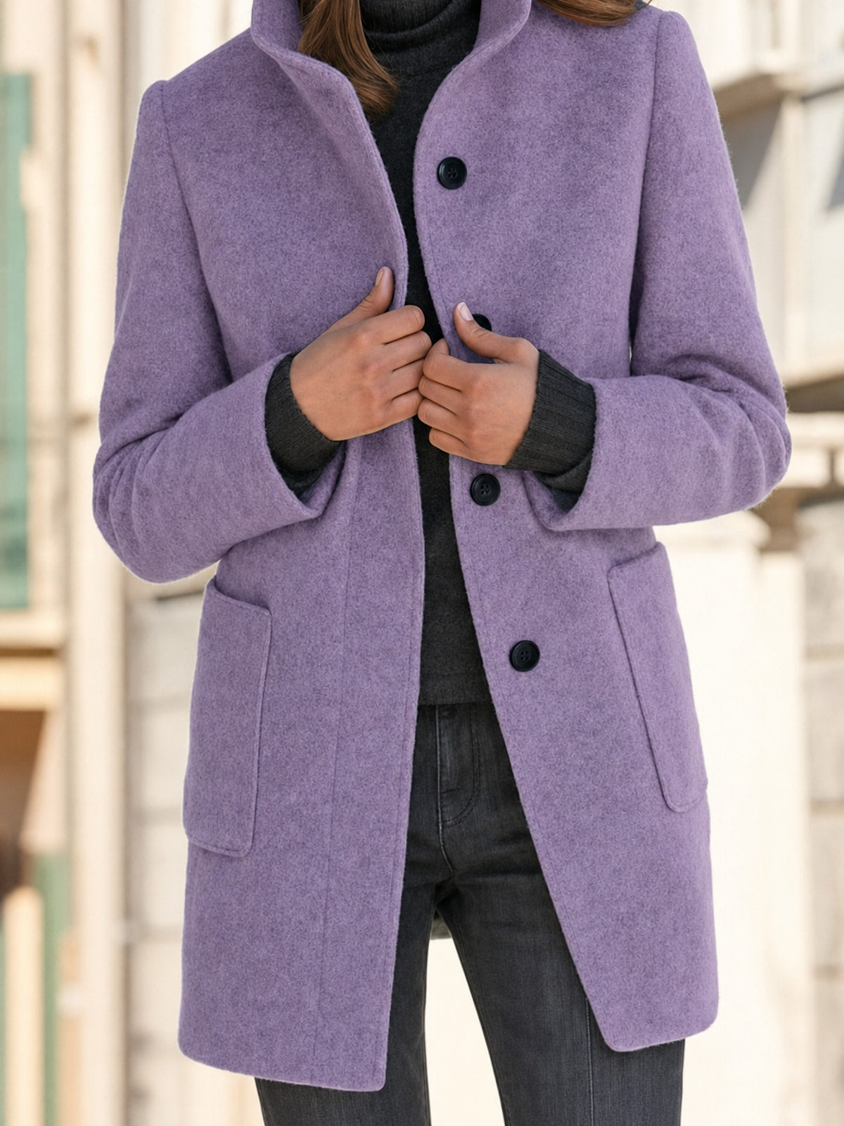 Stand-Collar Tailored Coat With Warm Everyday - 3