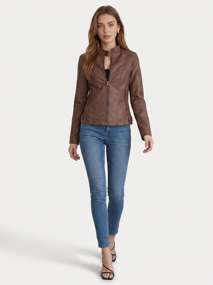 Faux Leather Oversized Shacket with Buttons - view 3
