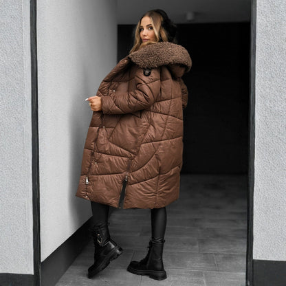 Quilted Hooded Coat Below Hip Length - view 6
